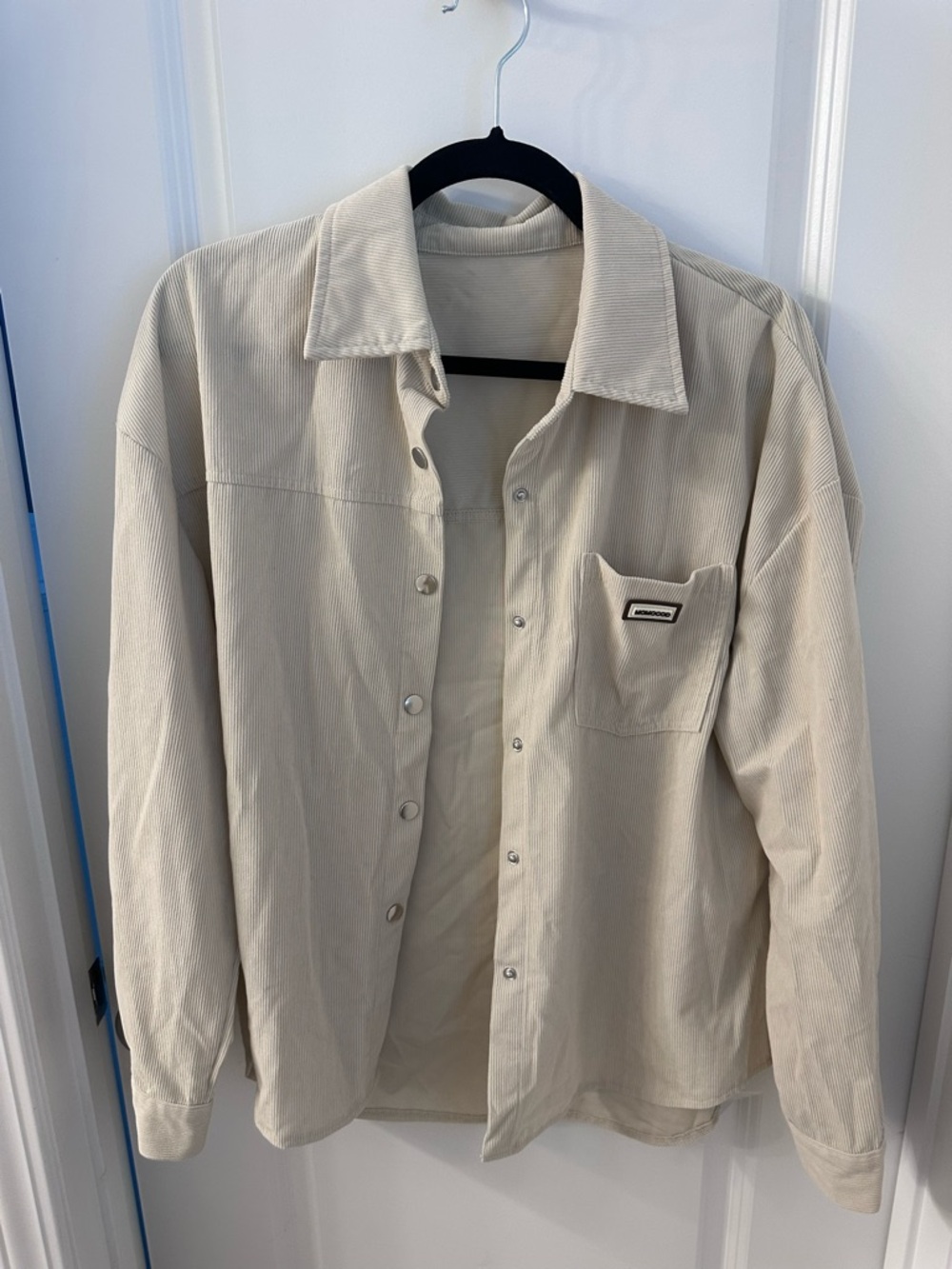 SHEIN Cream Button-Down Corduroy Shirt